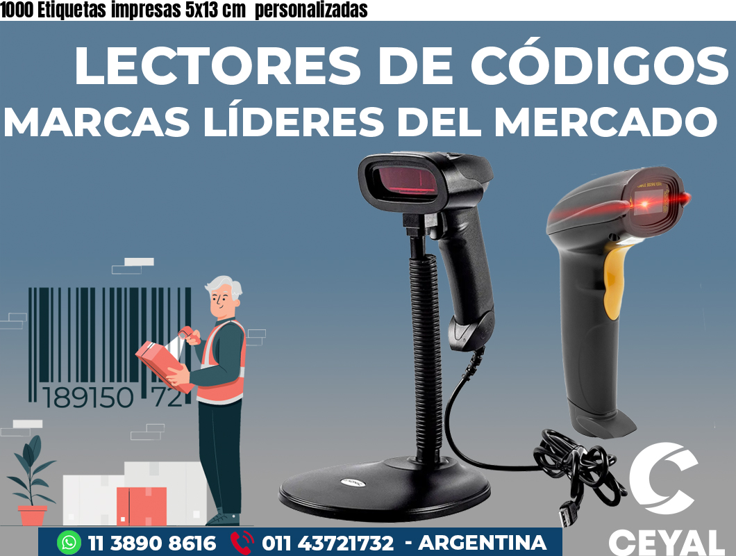 1000 Etiquetas impresas 5x13 cm  personalizadas