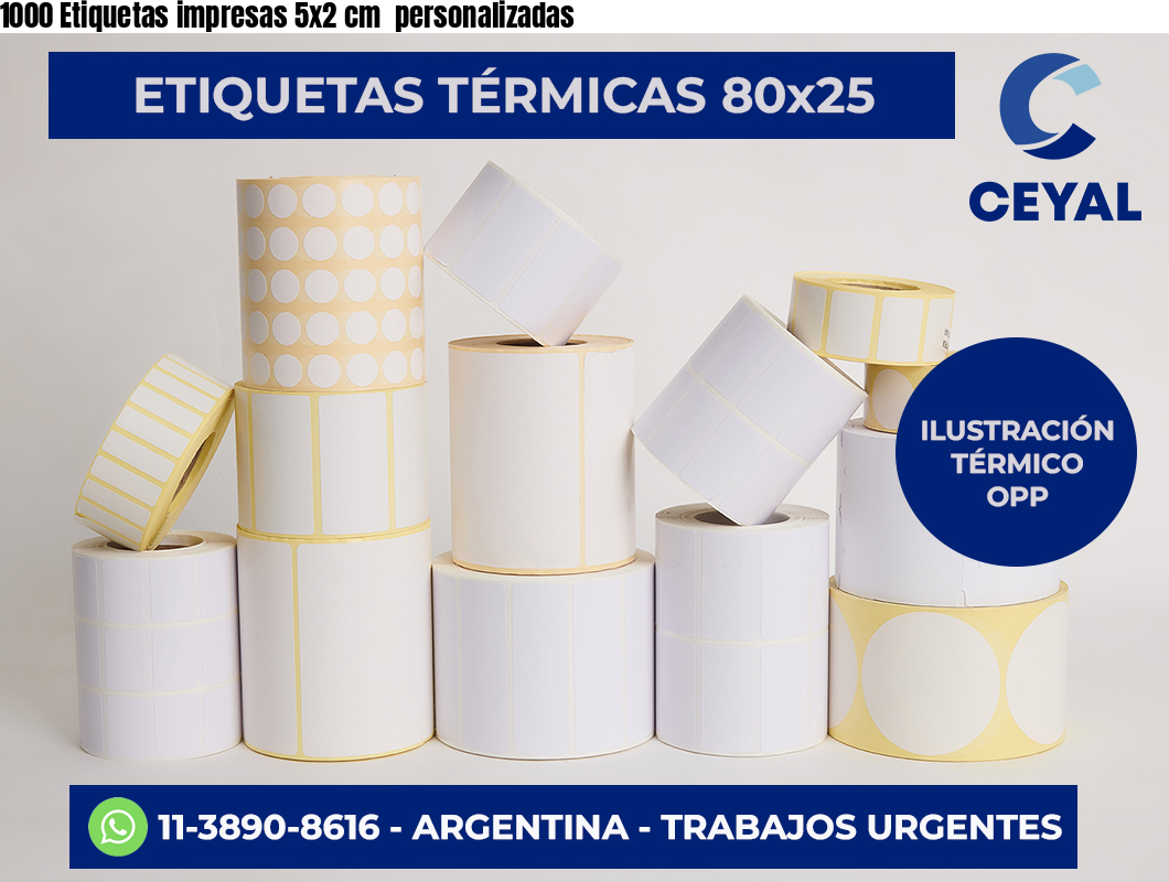 1000 Etiquetas impresas 5×2 cm  personalizadas