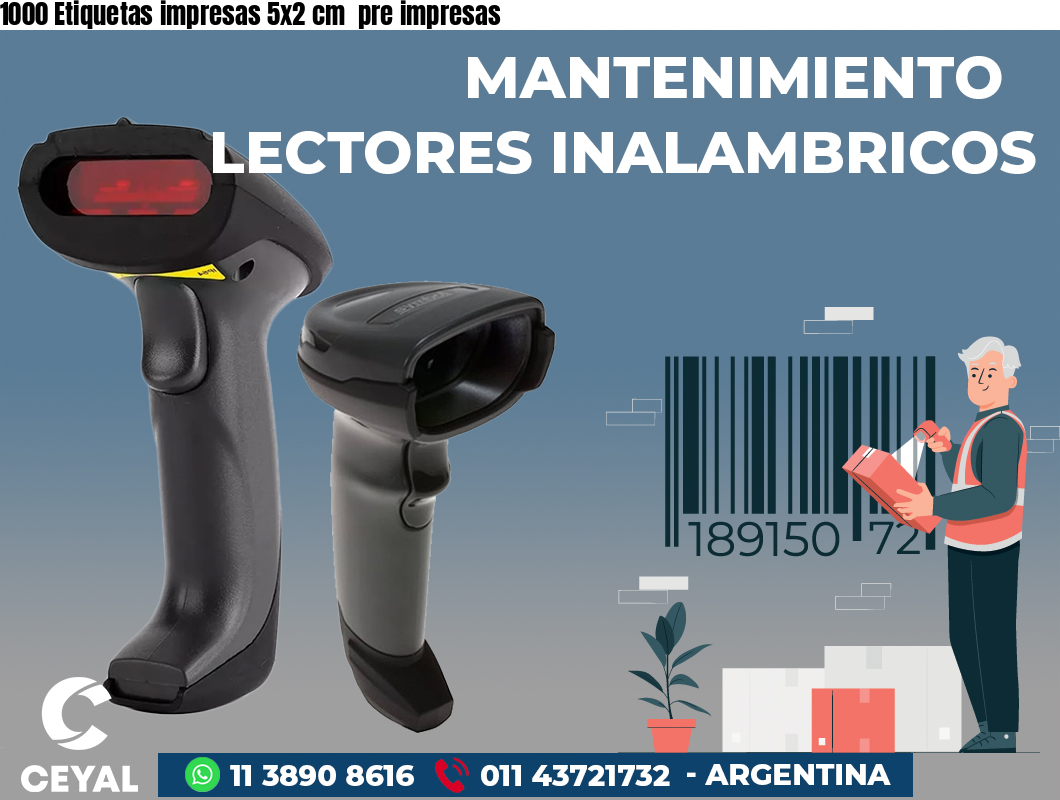 1000 Etiquetas impresas 5x2 cm  pre impresas