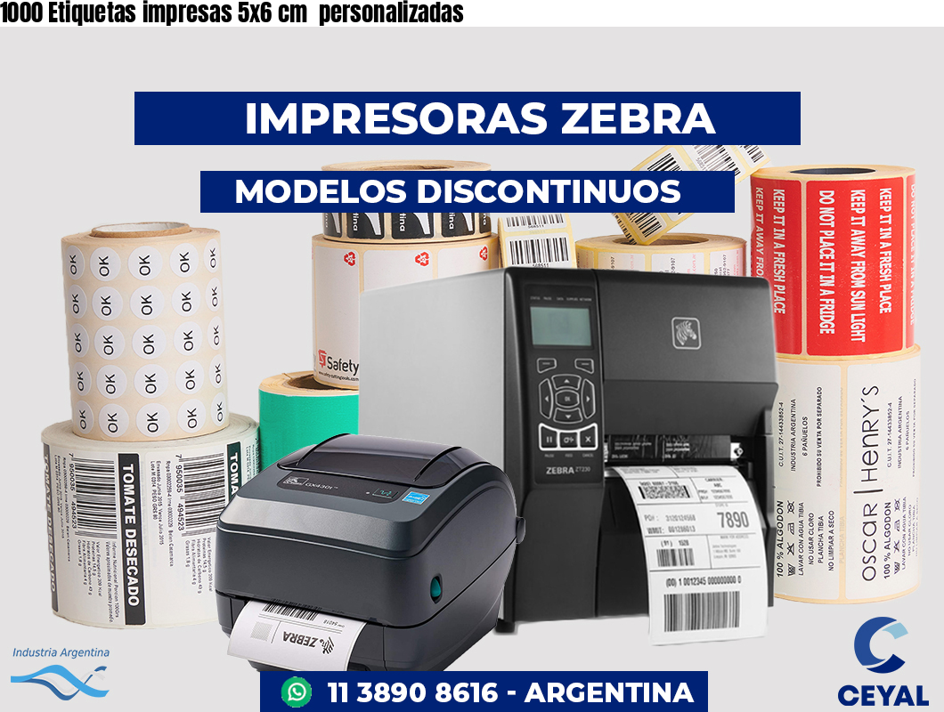 1000 Etiquetas impresas 5x6 cm  personalizadas