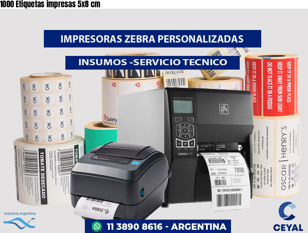1000 Etiquetas impresas 5x8 cm