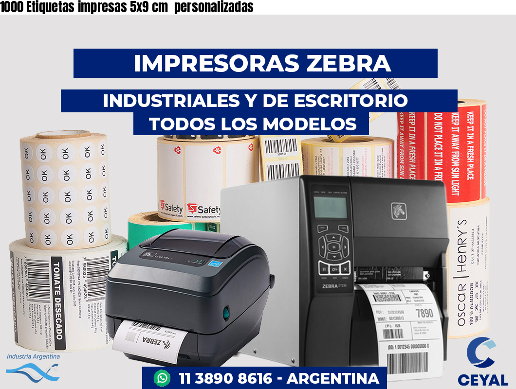 1000 Etiquetas impresas 5x9 cm  personalizadas