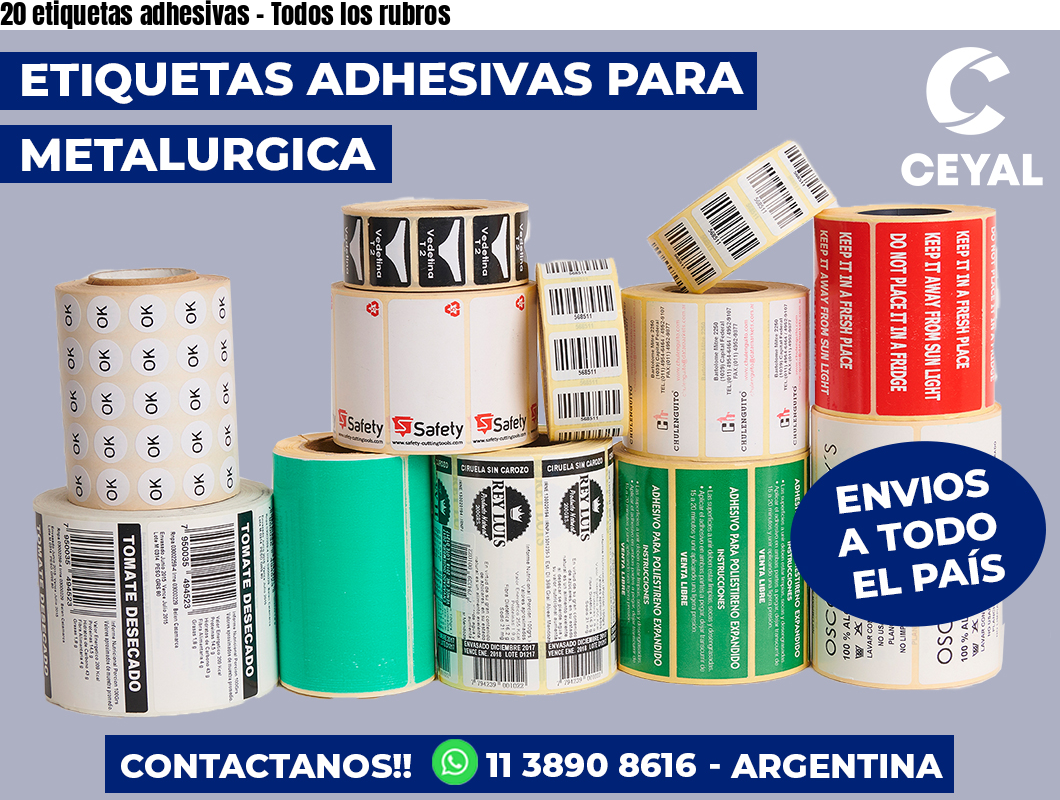 20 etiquetas adhesivas - Todos los rubros