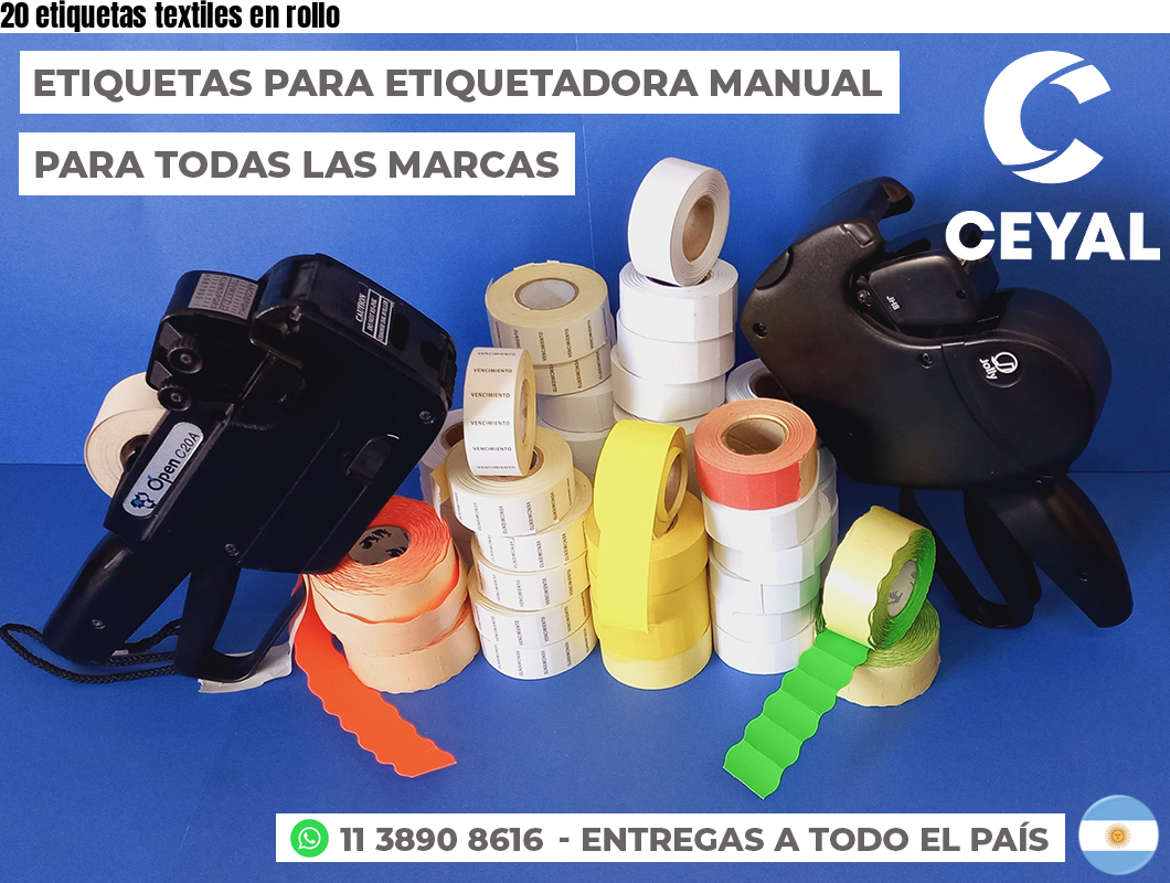 20 etiquetas textiles en rollo