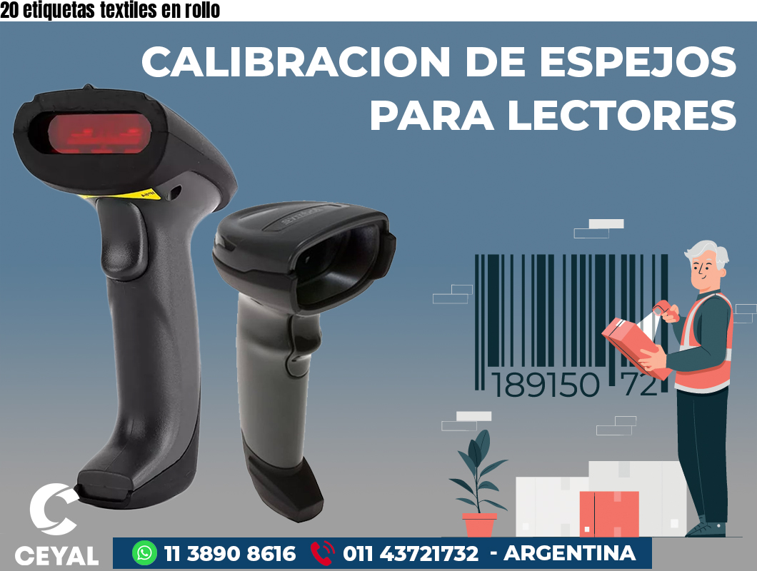 20 etiquetas textiles en rollo