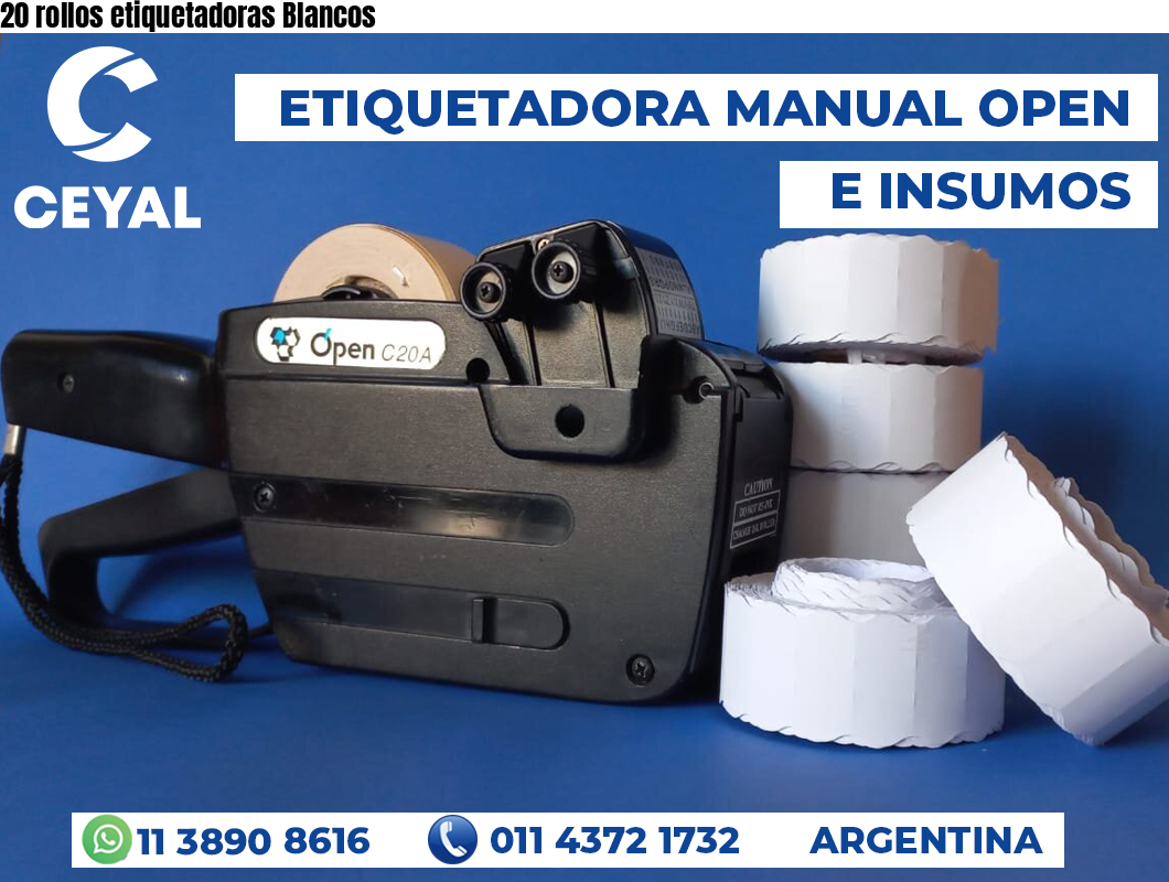 20 rollos etiquetadoras Blancos