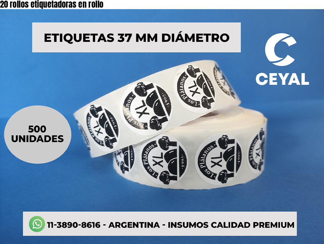 20 rollos etiquetadoras en rollo