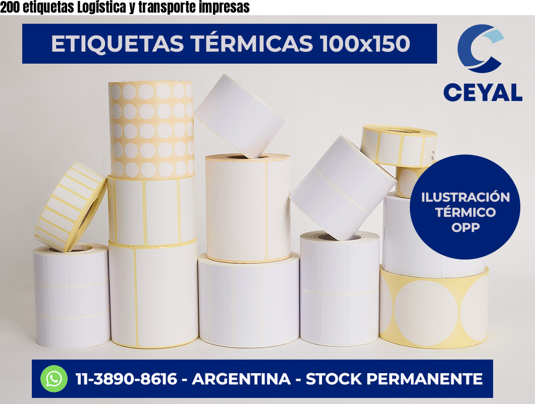 200 etiquetas Logística y transporte impresas