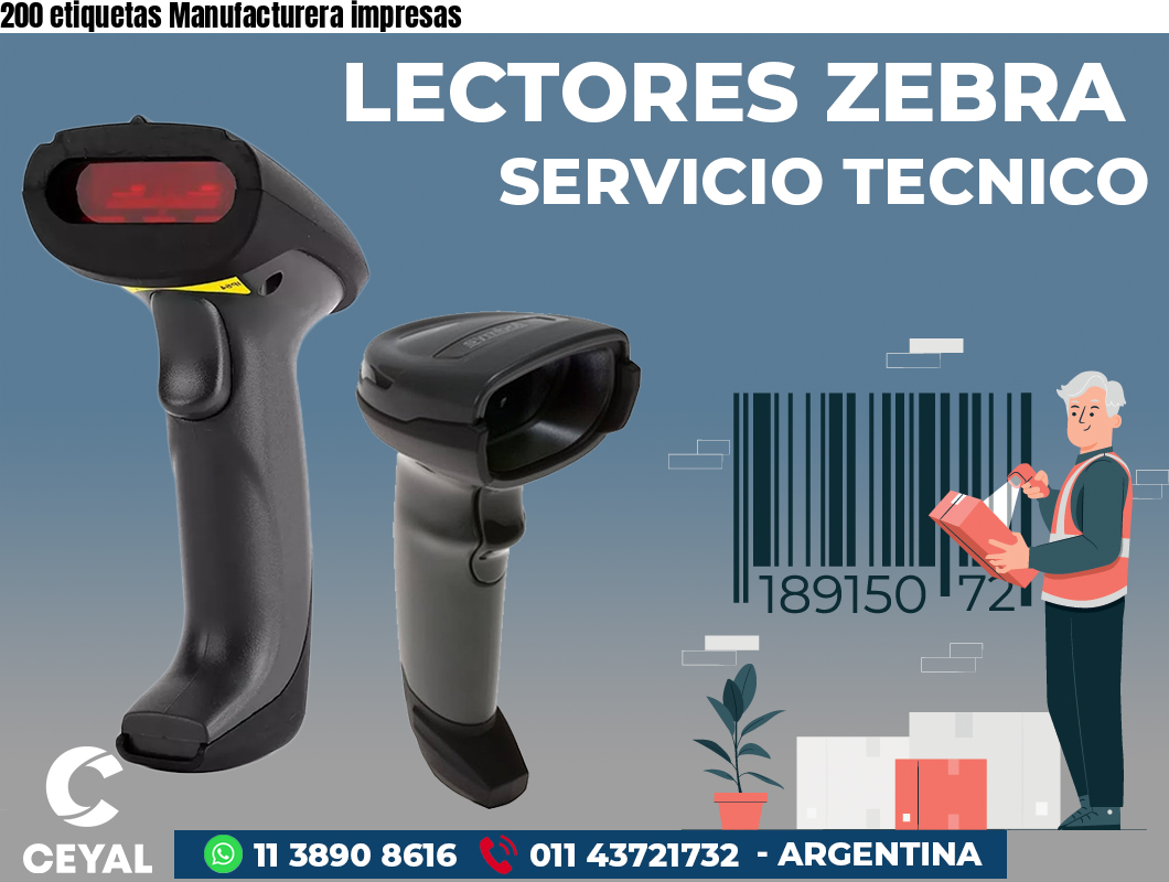 200 etiquetas Manufacturera impresas