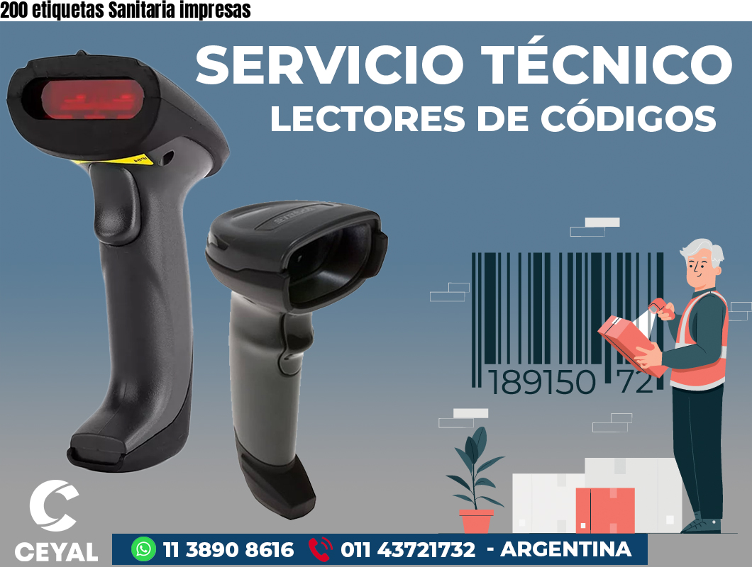 200 etiquetas Sanitaria impresas