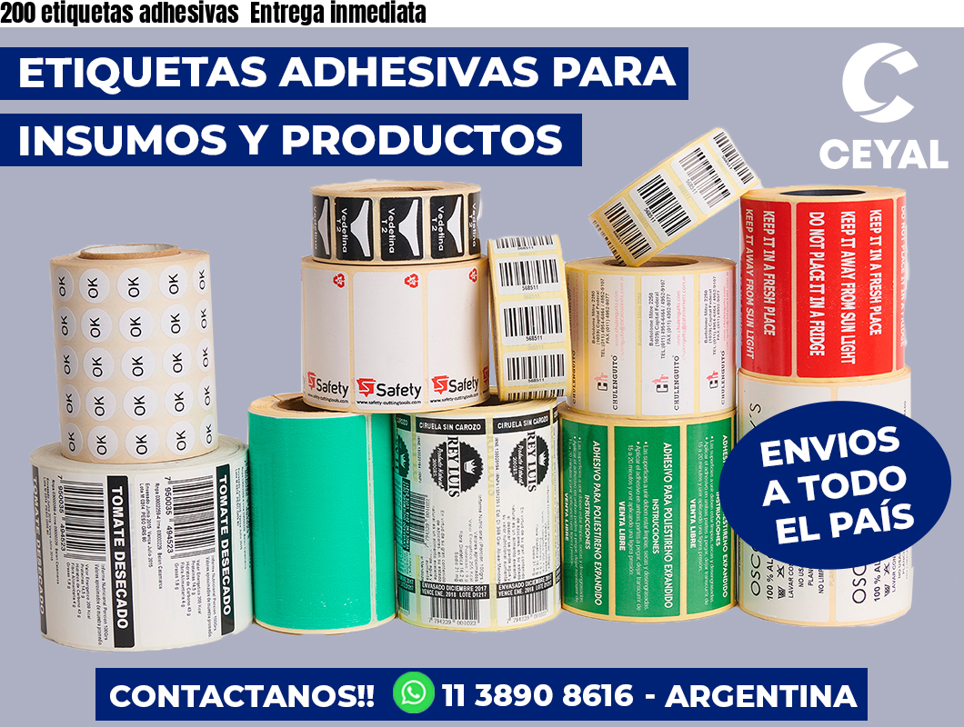 200 etiquetas adhesivas  Entrega inmediata