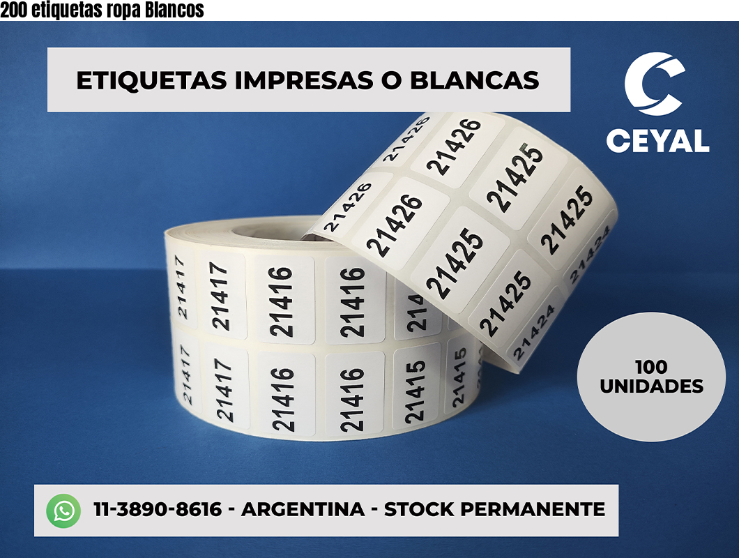 200 etiquetas ropa Blancos
