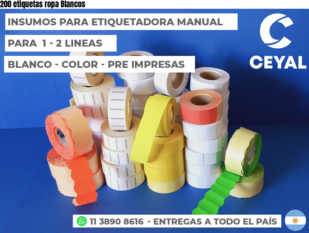 200 etiquetas ropa Blancos