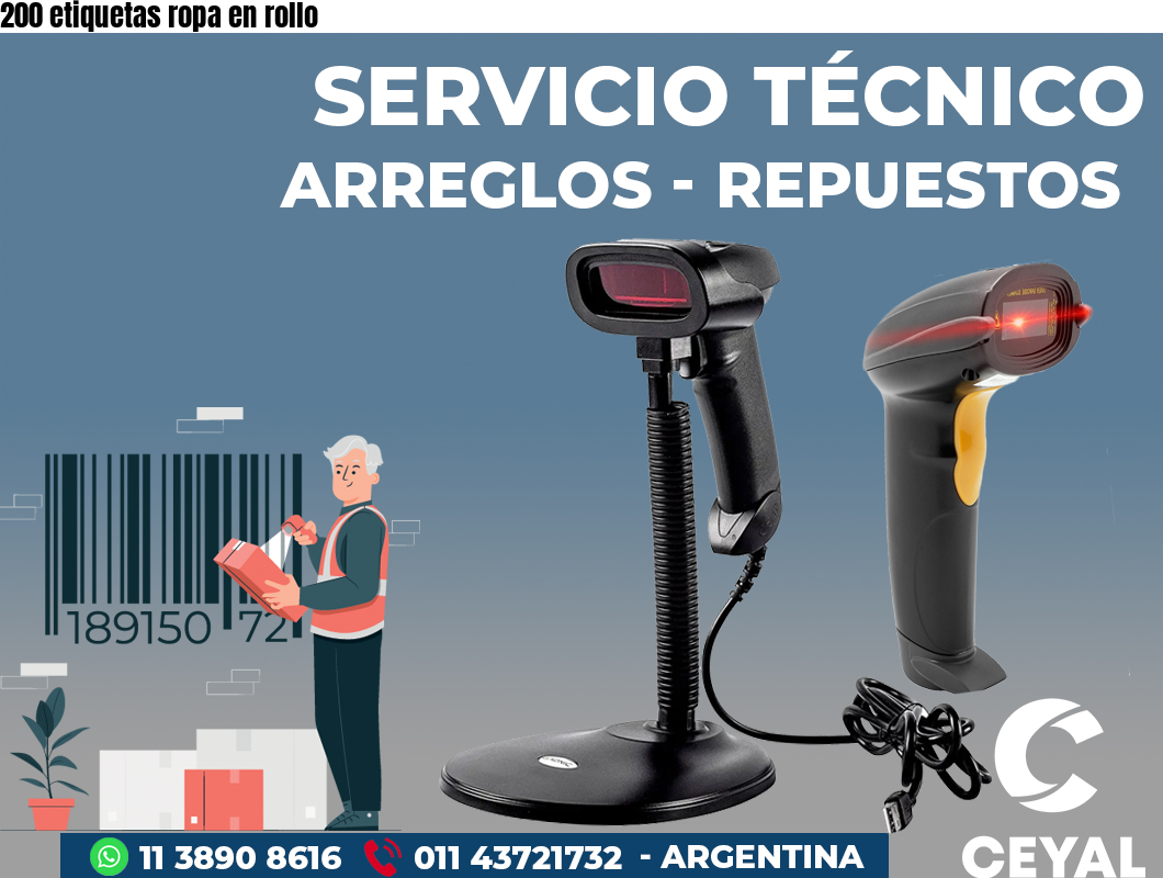 200 etiquetas ropa en rollo