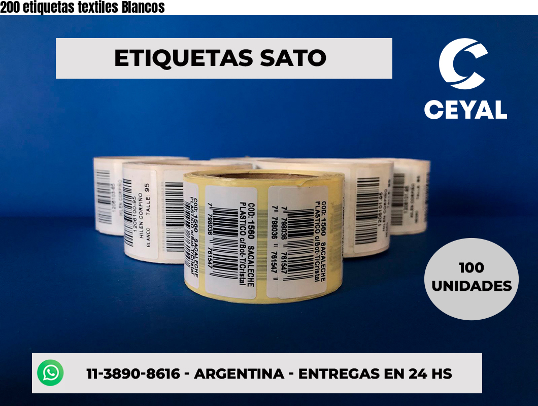 200 etiquetas textiles Blancos