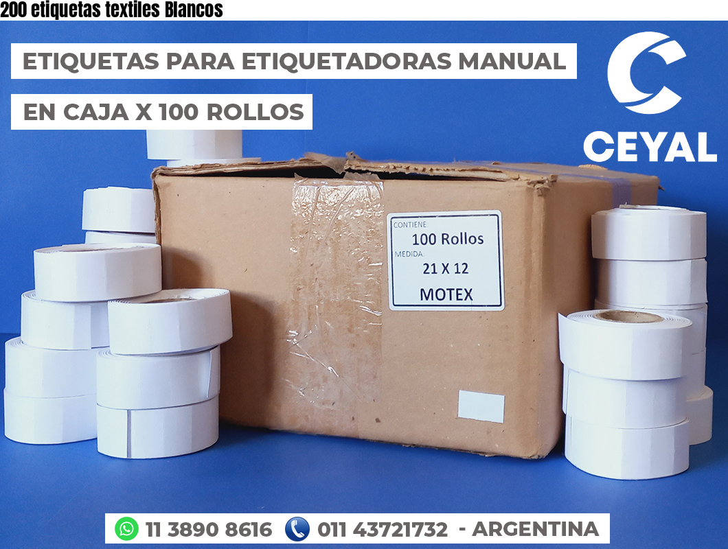 200 etiquetas textiles Blancos