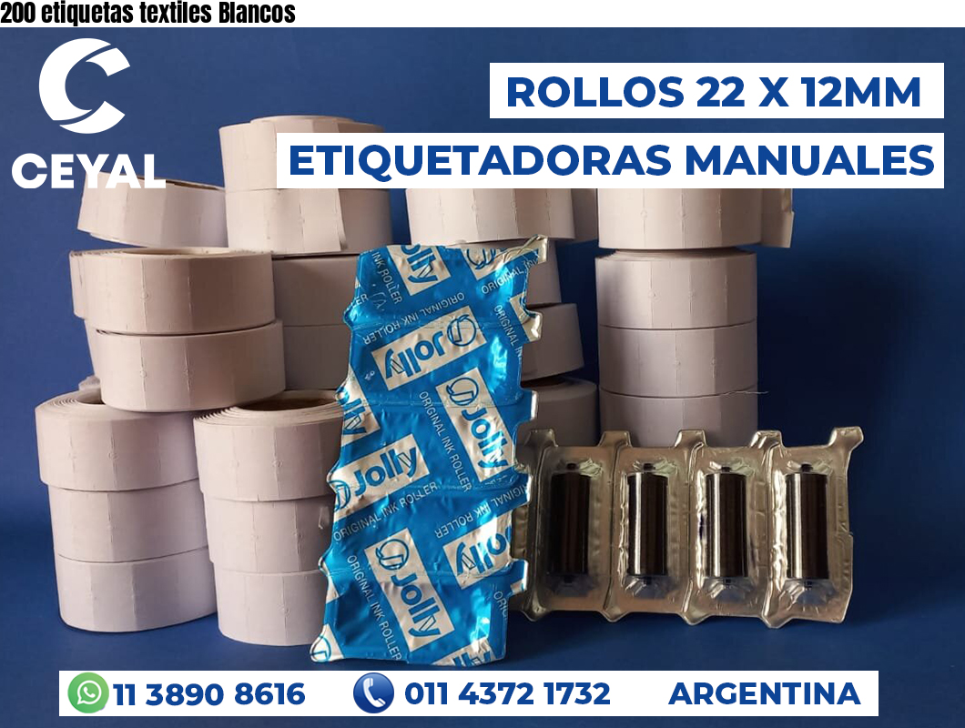 200 etiquetas textiles Blancos