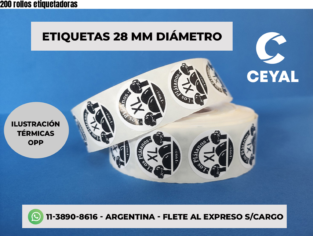 200 rollos etiquetadoras