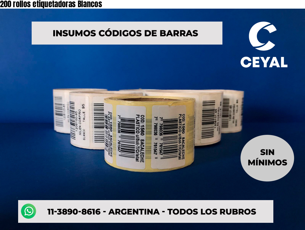 200 rollos etiquetadoras Blancos