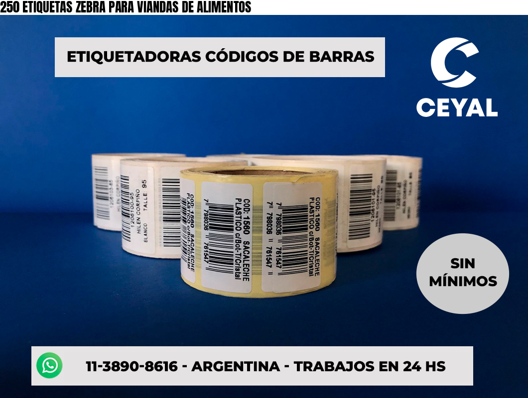 250 ETIQUETAS ZEBRA PARA VIANDAS DE ALIMENTOS