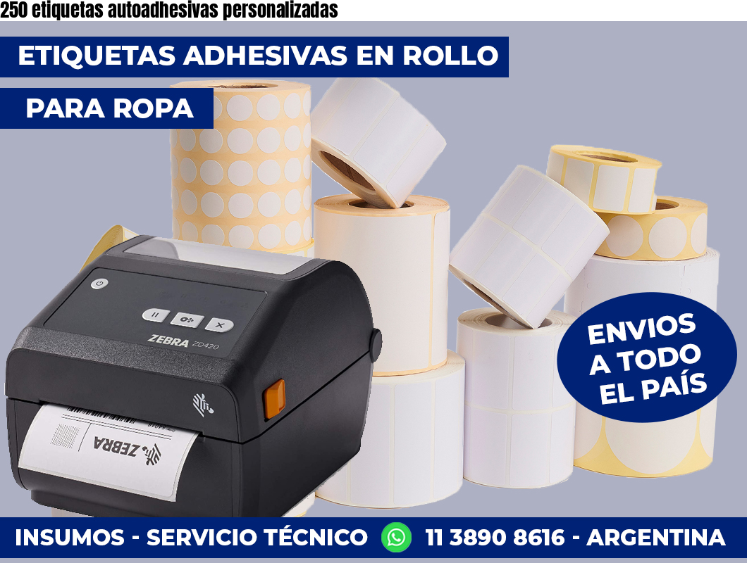 250 etiquetas autoadhesivas personalizadas