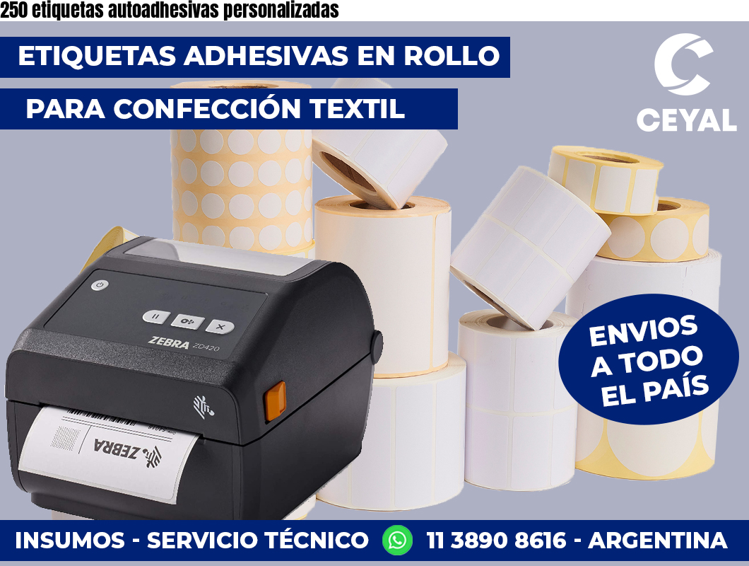 250 etiquetas autoadhesivas personalizadas