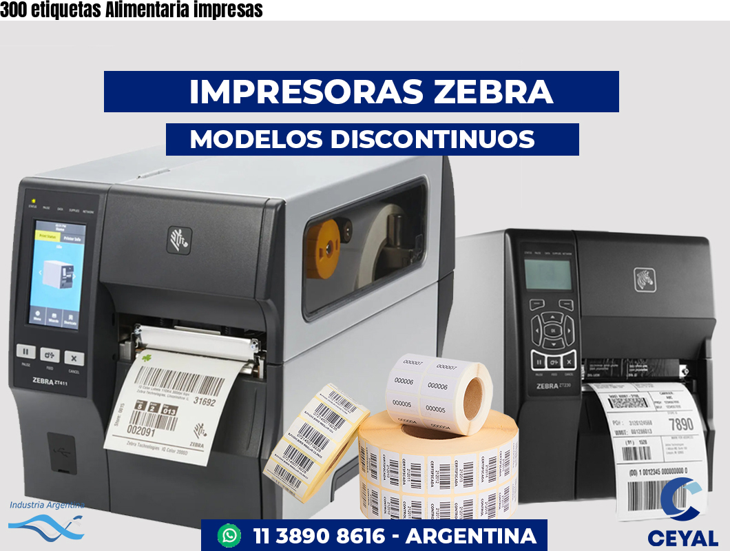 300 etiquetas Alimentaria impresas