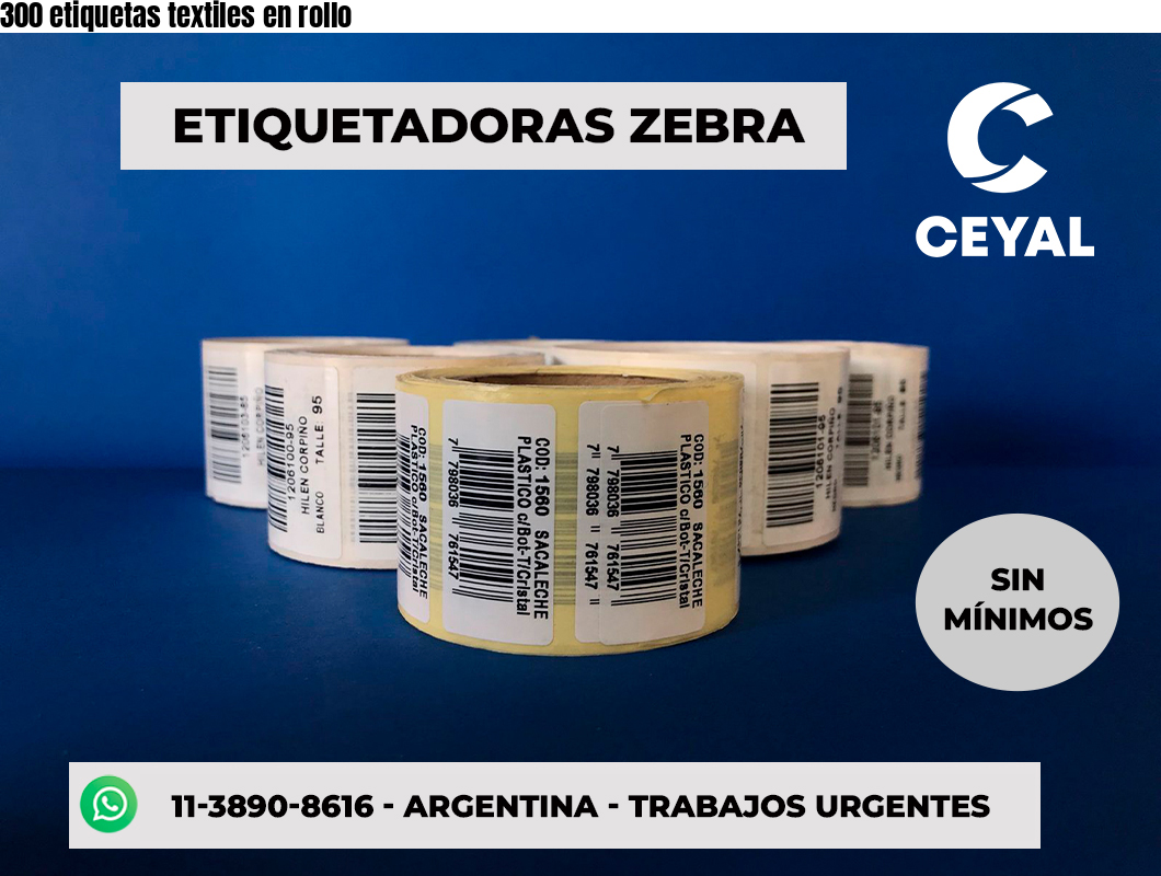 300 etiquetas textiles en rollo