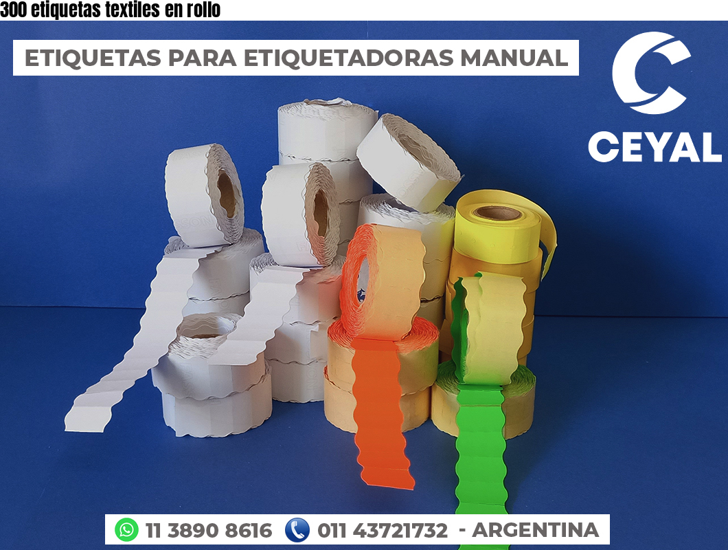 300 etiquetas textiles en rollo