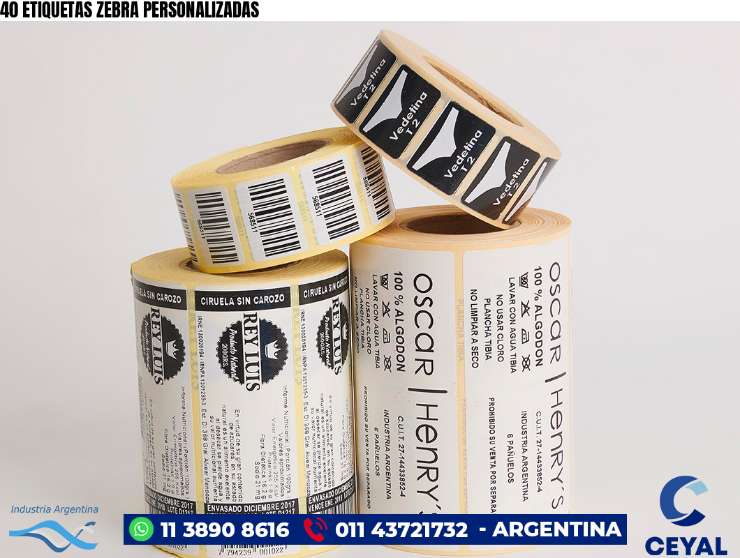 40 ETIQUETAS ZEBRA PERSONALIZADAS