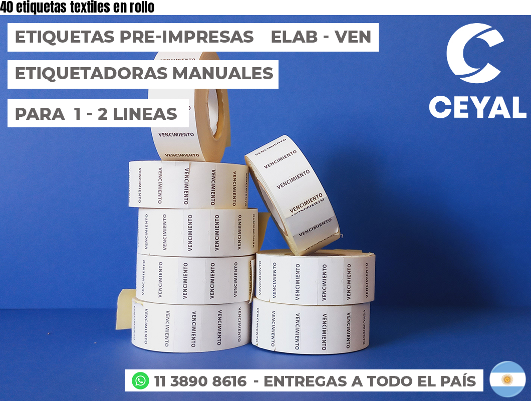 40 etiquetas textiles en rollo