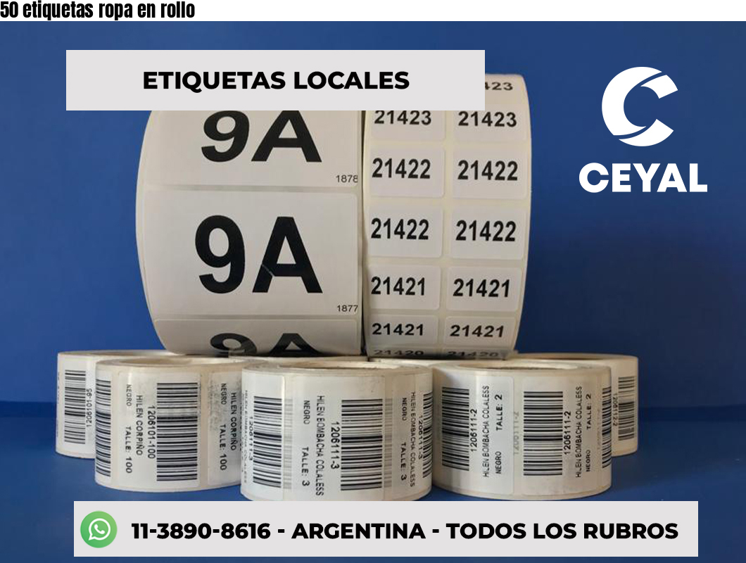 50 etiquetas ropa en rollo