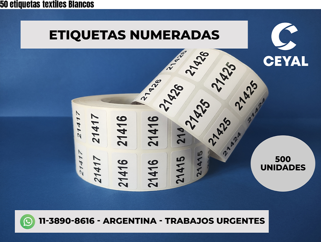 50 etiquetas textiles Blancos