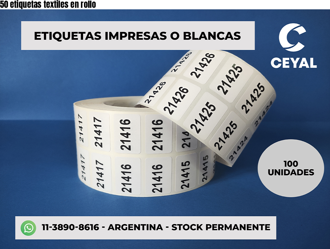 50 etiquetas textiles en rollo