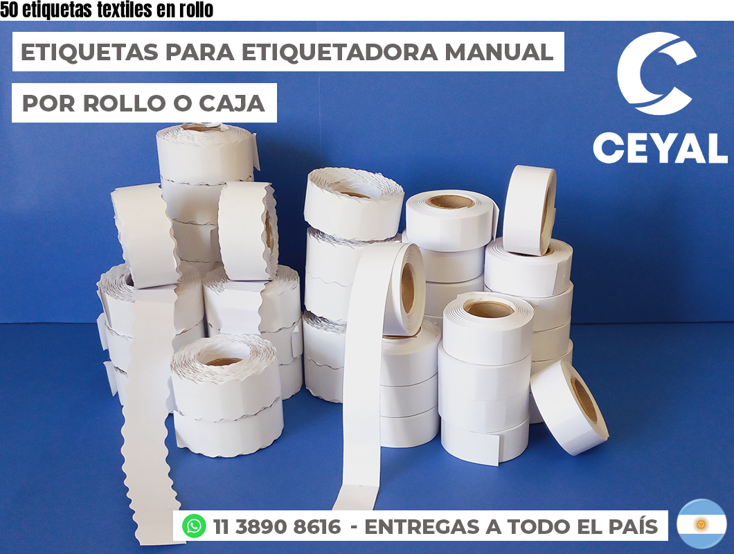 50 etiquetas textiles en rollo