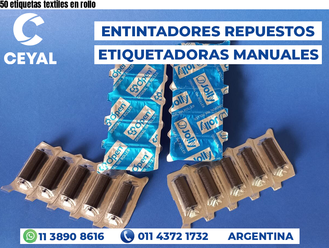 50 etiquetas textiles en rollo
