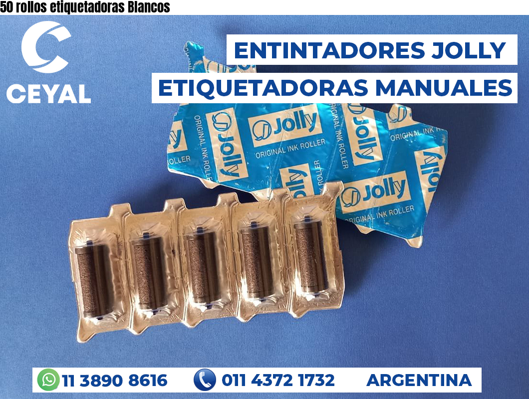 50 rollos etiquetadoras Blancos