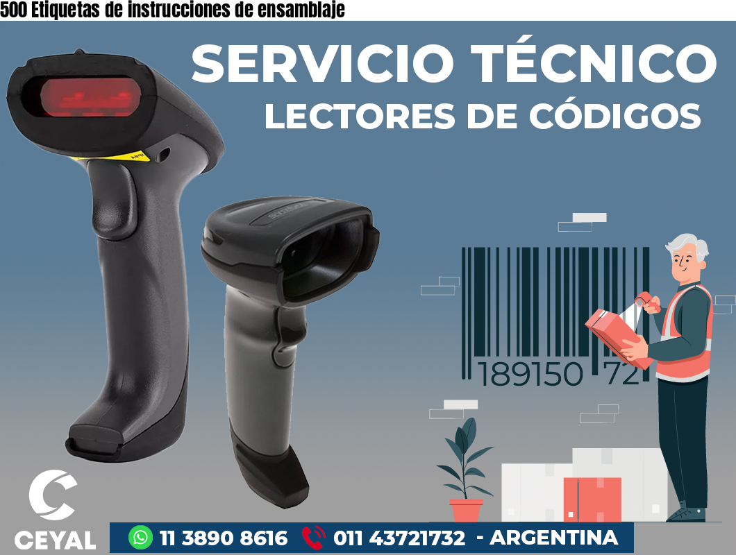 500 Etiquetas de instrucciones de ensamblaje