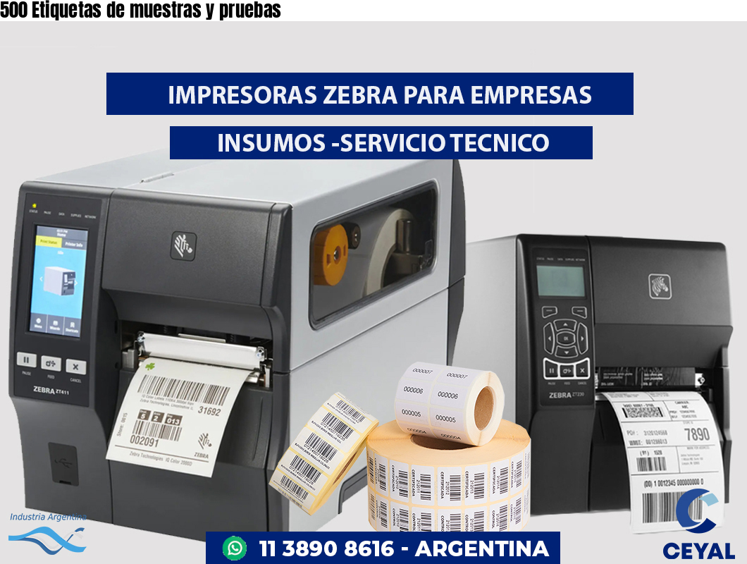 500 Etiquetas de muestras y pruebas