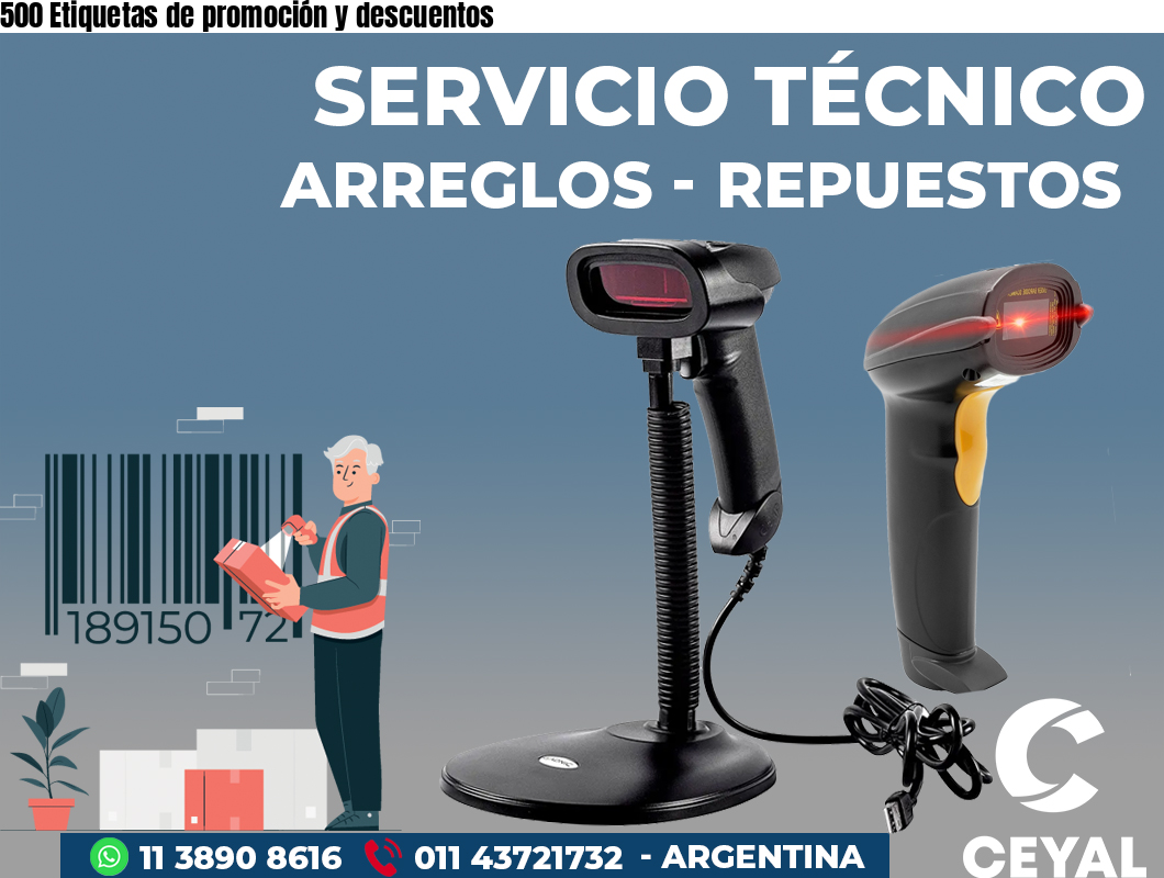 500 Etiquetas de promoción y descuentos