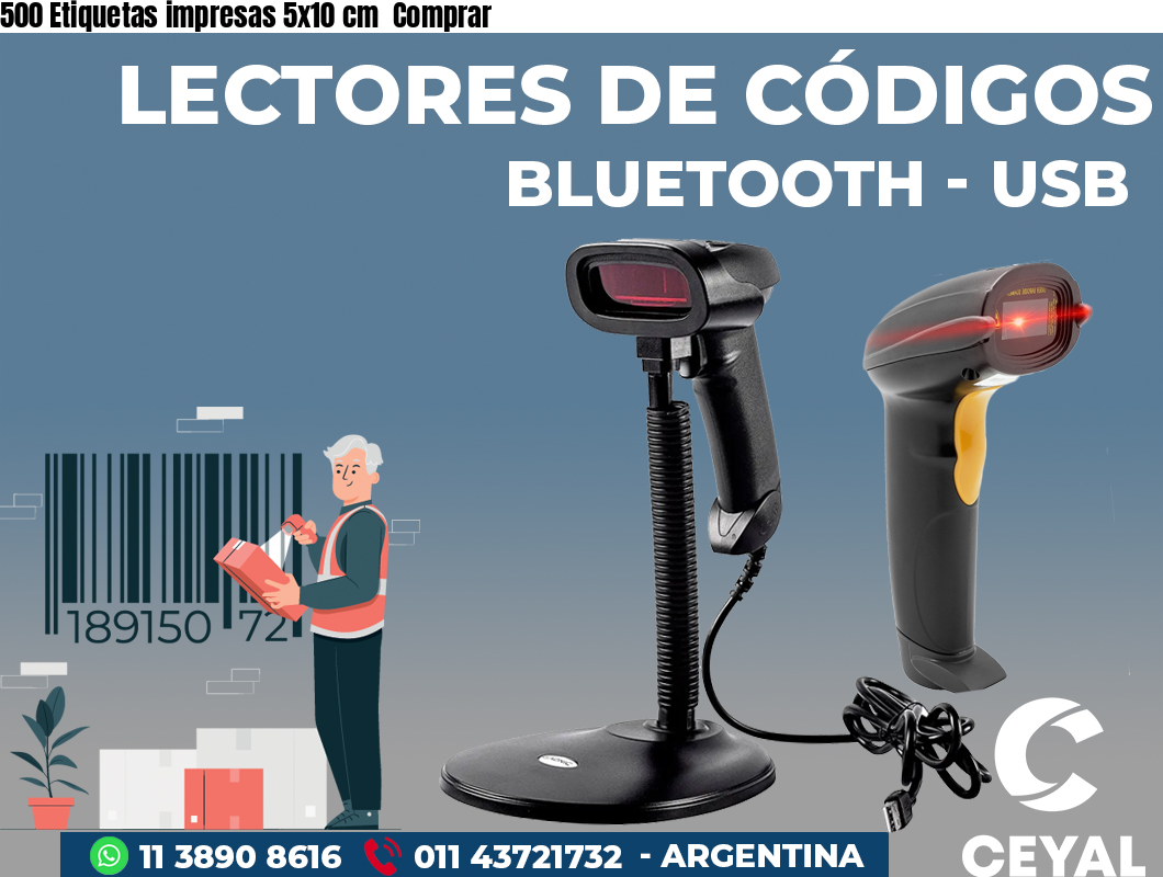 500 Etiquetas impresas 5x10 cm  Comprar