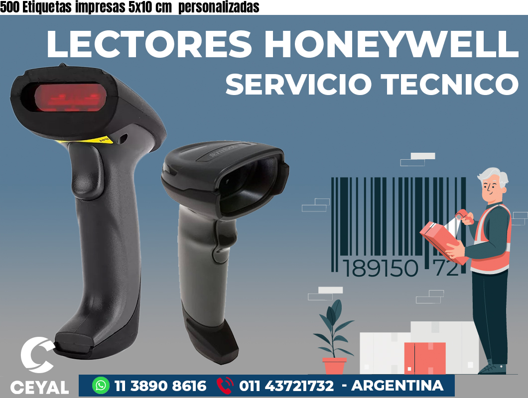 500 Etiquetas impresas 5x10 cm personalizadas