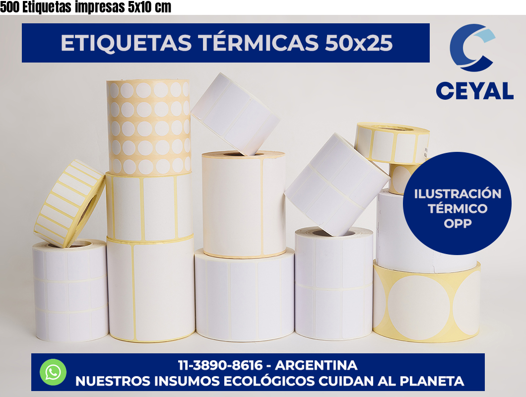 500 Etiquetas impresas 5×10 cm