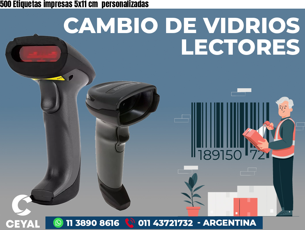 500 Etiquetas impresas 5x11 cm  personalizadas