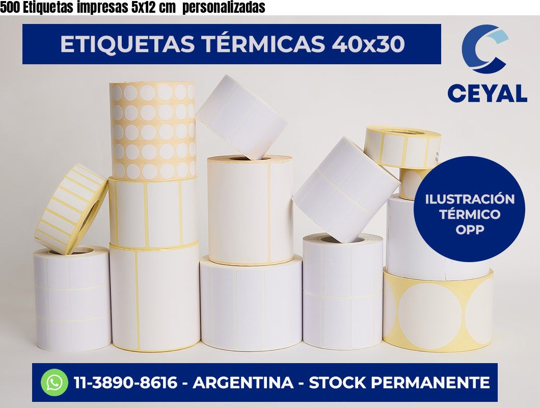 500 Etiquetas impresas 5×12 cm  personalizadas