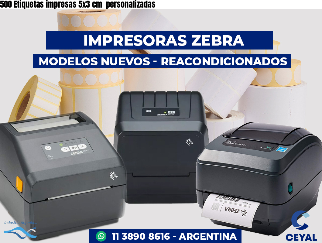 500 Etiquetas impresas 5x3 cm  personalizadas