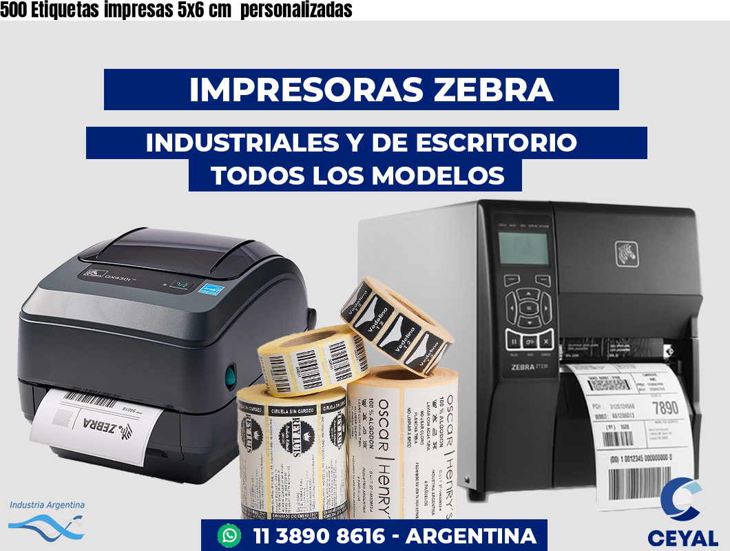500 Etiquetas impresas 5x6 cm  personalizadas