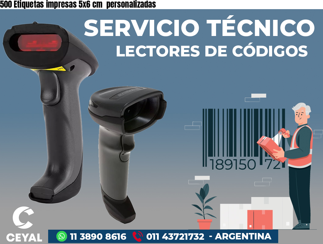 500 Etiquetas impresas 5x6 cm  personalizadas