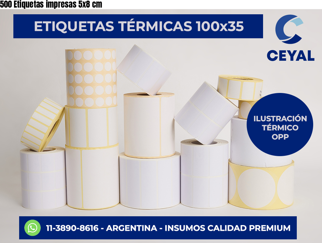 500 Etiquetas impresas 5×8 cm