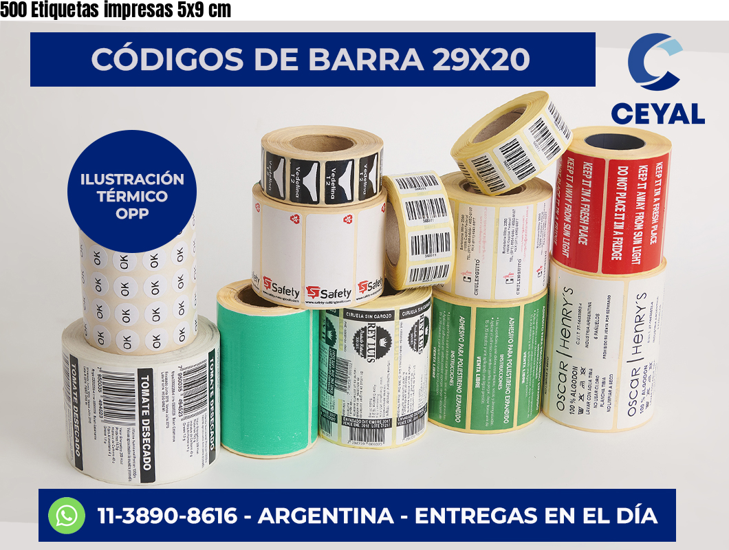 500 Etiquetas impresas 5×9 cm